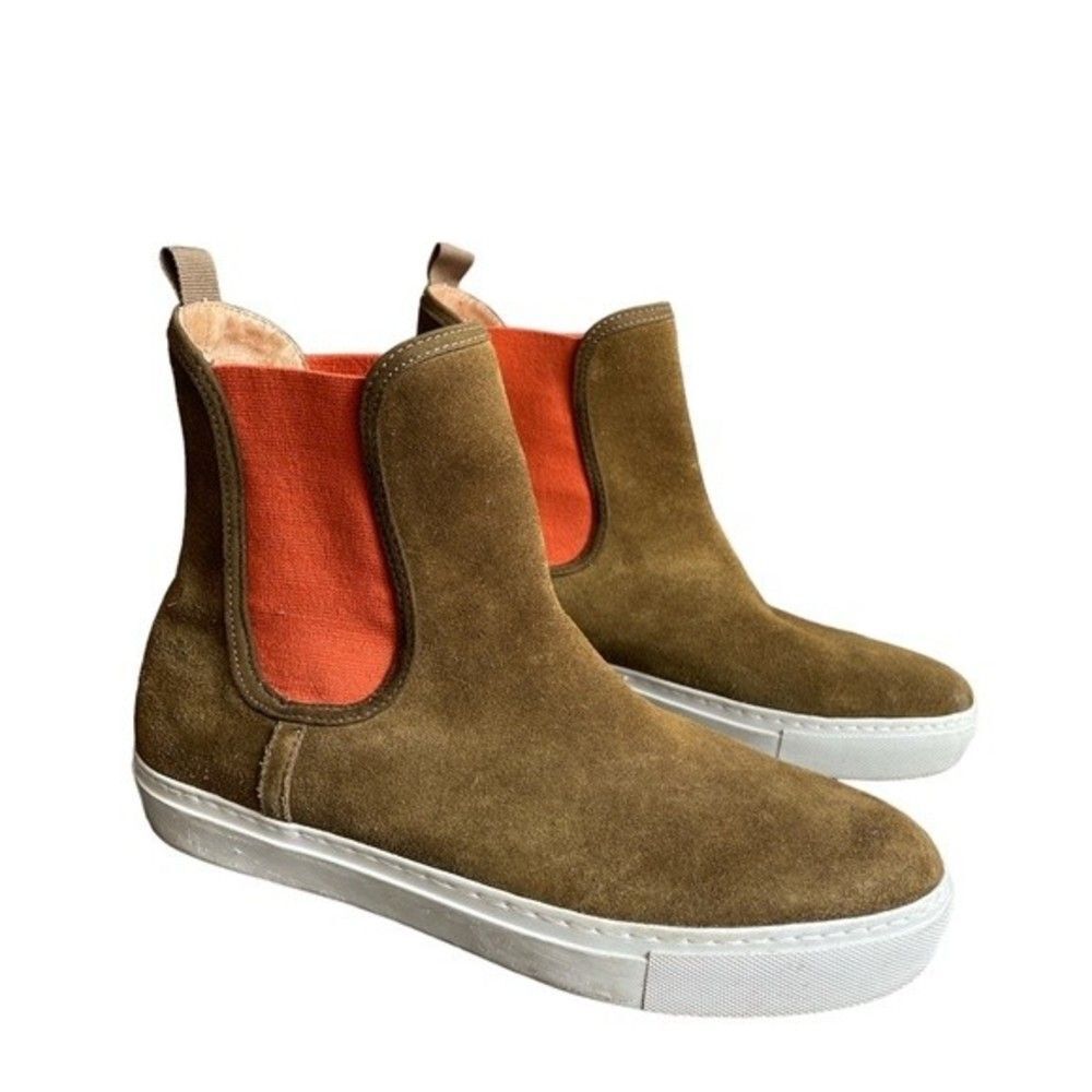 Bettye by Bettye Muller Real Leather Suede Ankle Boots 7.5M Khaki Brown …